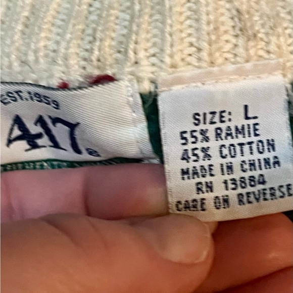 Vintage 1990s Van Heusen Knitted Crewneck Sweater Pattern Grandpa Sweater sz L - Picture 4 of 11